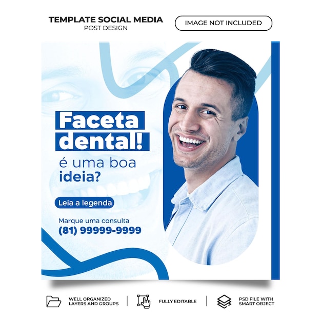 PSD psd dentista e cure odontoiatriche modello di banner per social media alla moda psd portoghese brasiliano