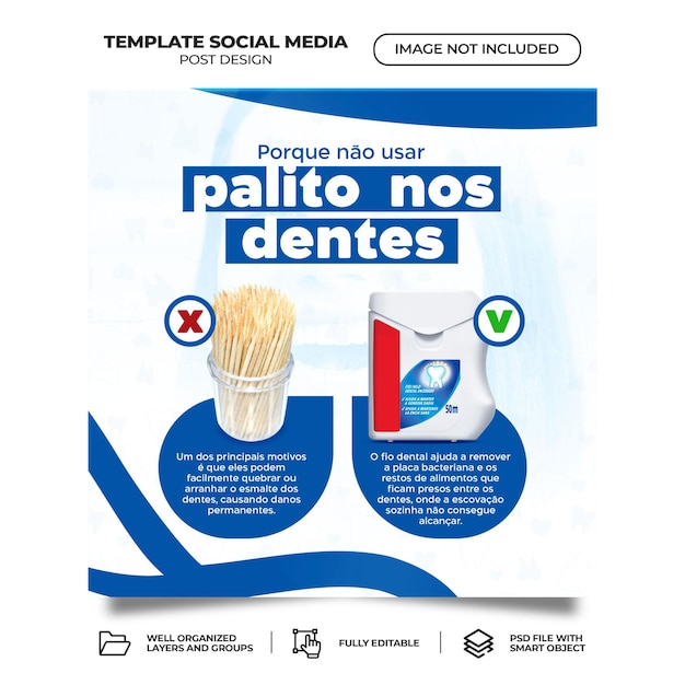 PSD psd dentista e cure odontoiatriche modello di banner per social media alla moda psd portoghese brasiliano