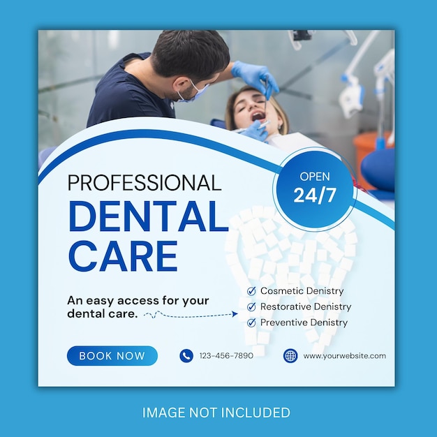 psd dentist and health care social media post and web banner template