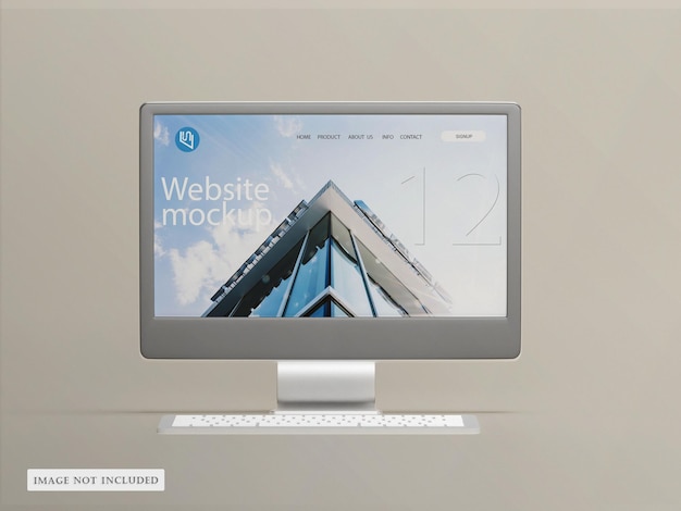 Psd desktop screen with keyboard mockup