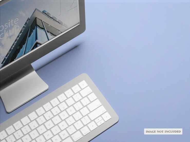 PSD psd desktop screen with keyboard mockup