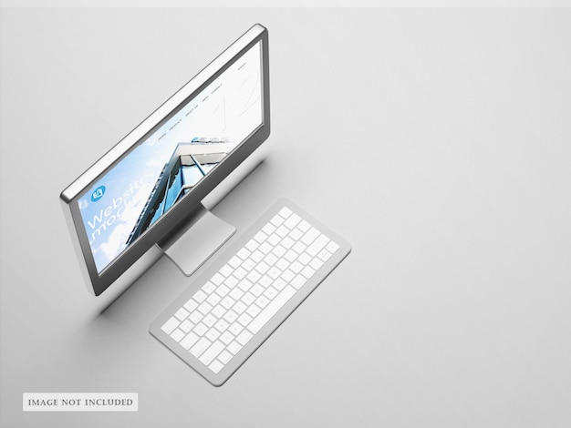 Psd desktop screen with keyboard mockup
