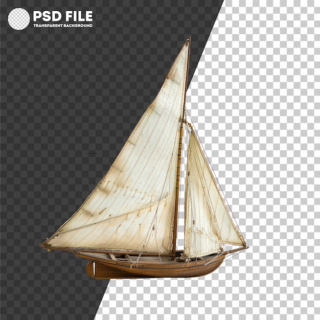 Psd detailed model sailboat with intricate rigging