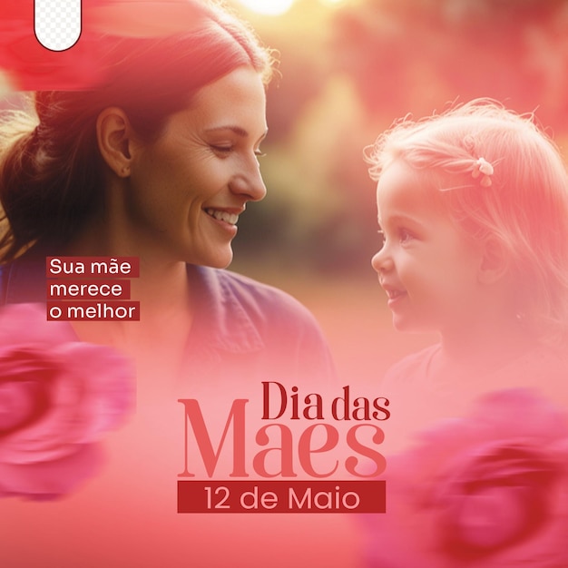 Psd dia das maes rosa poster