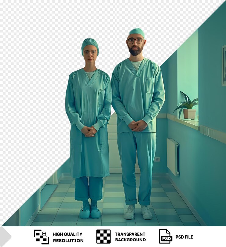 PSD psd diagnostic center a couple in the clinic corridor after diagnostic procedure png psd