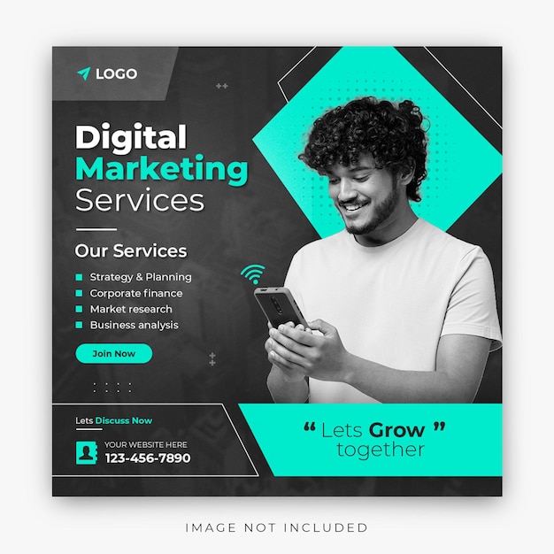 Psd デジタル マーケティング代理店および企業のソーシャル メディア投稿または instagram 投稿テンプレート