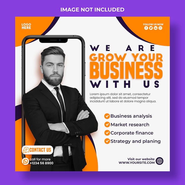 Psd digital marketing agency and corporate social media banner and instagram post template