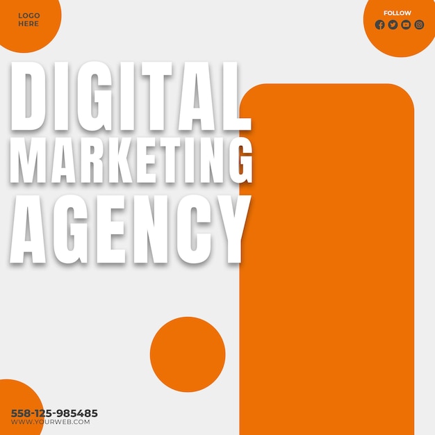 PSD agenzia di marketing digitale psd e banner di social media aziendale o modello di post di instagram