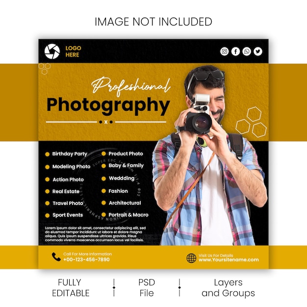 PSD psd digital photography services social media post and web banner template design