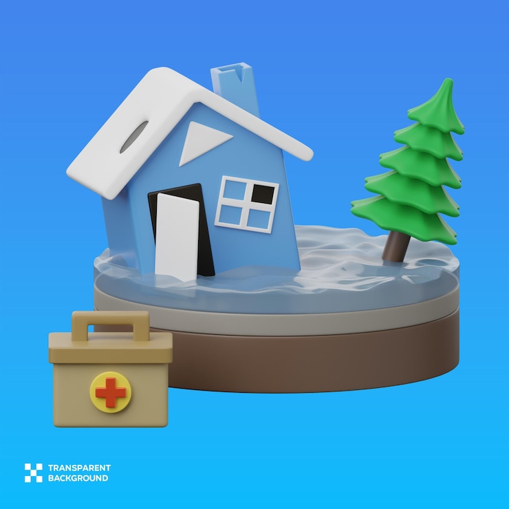 PSD psd disaster relief 3d ilustration