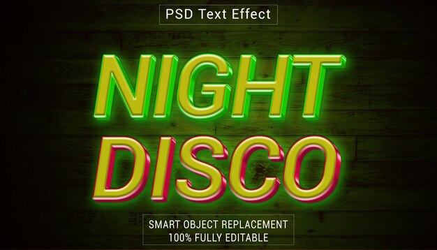 PSD effetto stile testo del logo psd disco night