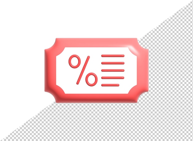 Psd discount ticket comic bubble icon 3d render illustration