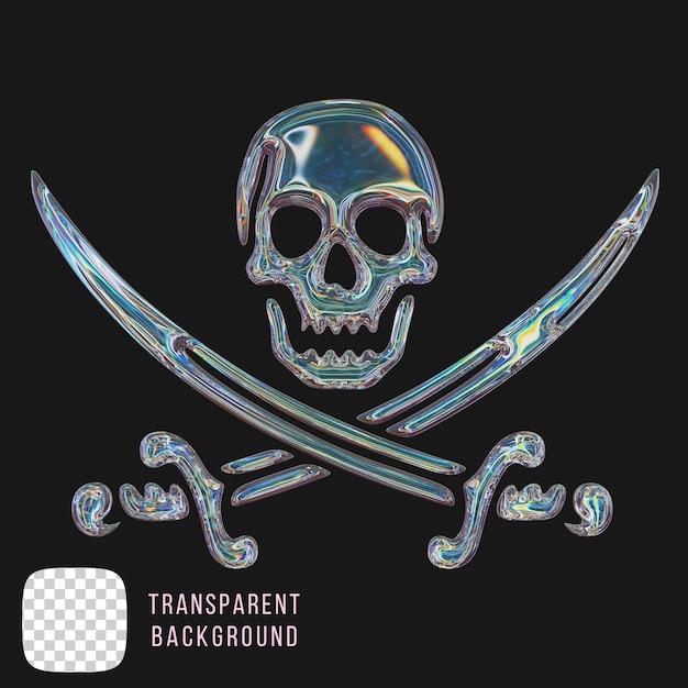 Psd dispersie glas Jolly Roger vormen 3D rendering