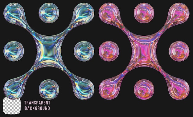 Psd dispersie glas y2k abstracte vorm 3d rendering