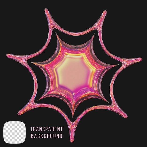 Psd dispersie glas y2k ster abstracte vorm 3D rendering op doorzichtige achtergrond