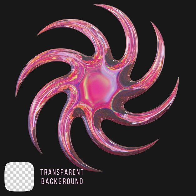 Psd dispersie glas y2k ster abstracte vorm 3D rendering op doorzichtige achtergrond