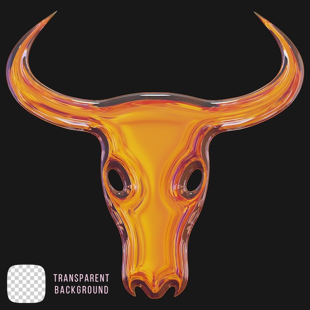 Psd Dispersion glas stier hoofd icoon 3D rendering geïsoleerd
