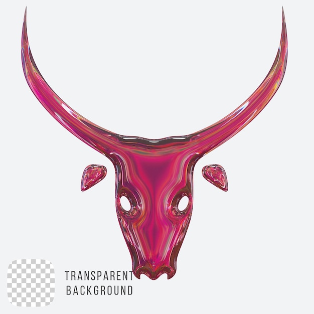 psd dispersion glass a cow head abstract shape 3d rendering on transparent background