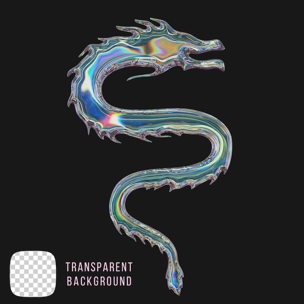 Psd dispersion glass dragon shapes 3d rendering