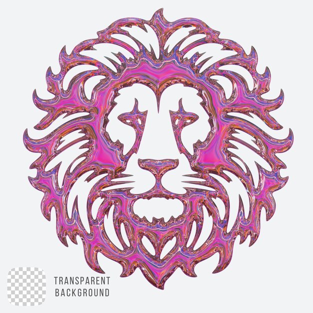psd dispersion glass lion head icon 3d rendering isolated