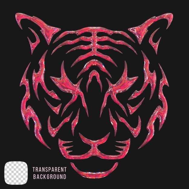 Psd Dispersion glass tiger face icon 3D rendering isolated