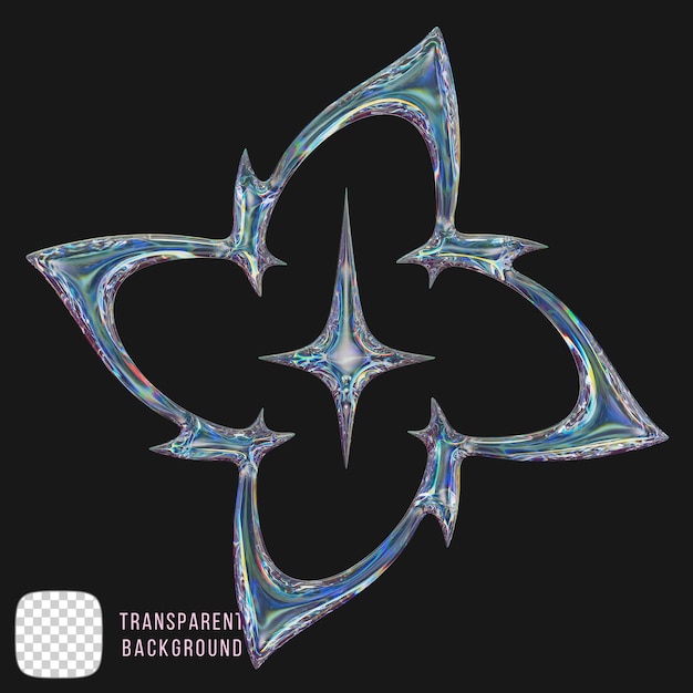 psd dispersion glass tribal shape 3d render on transparent background