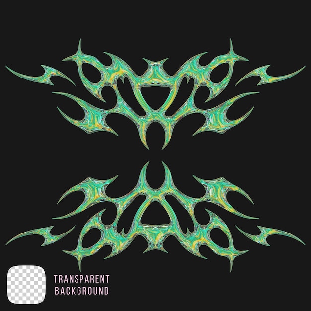 Psd Dispersion glass tribal tattoo icon 3D rendering isolated