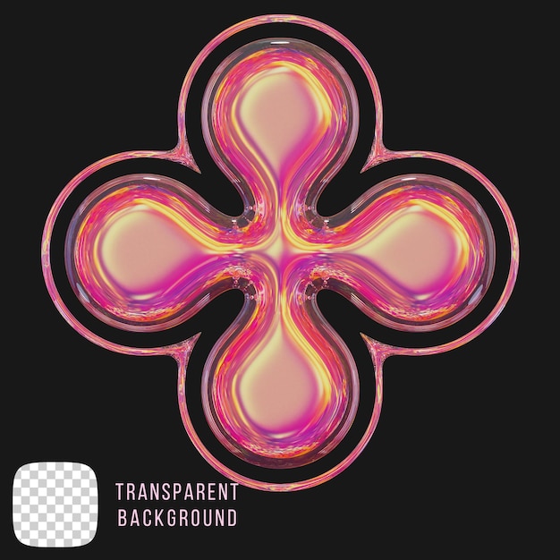 Psd dispersion glass y2k abstract shape 3d rendering on transparent background
