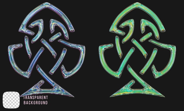 Psd dispersion glass y2k abstract Spades shape 3d rendering