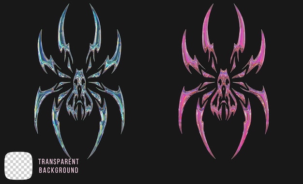 psd dispersion glass y2k abstract tribal spider shape 3d rendering