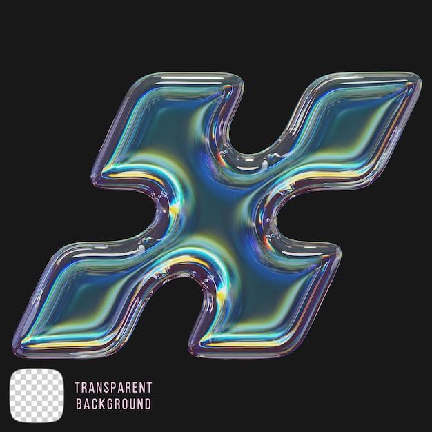 Psd Dispersion glass y2k shape 3d render on transparent background