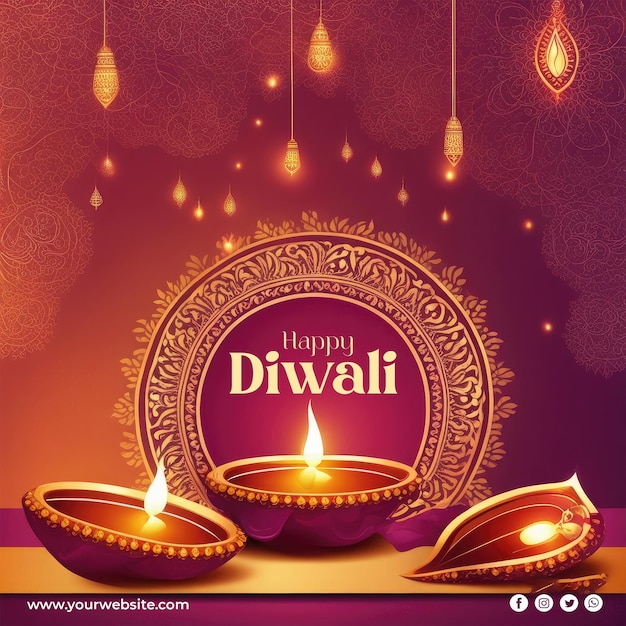 PSD psd diwali festival light greeting design template