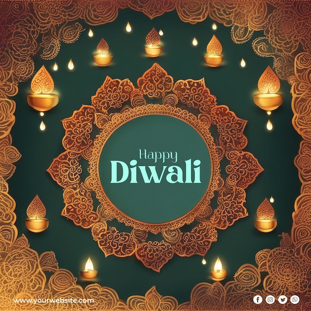 PSD psd diwali festival light greeting design template