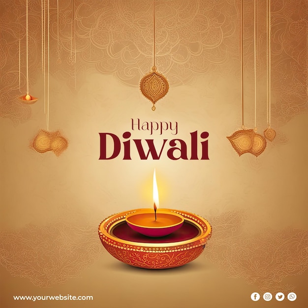 PSD psd diwali festival light greeting design template