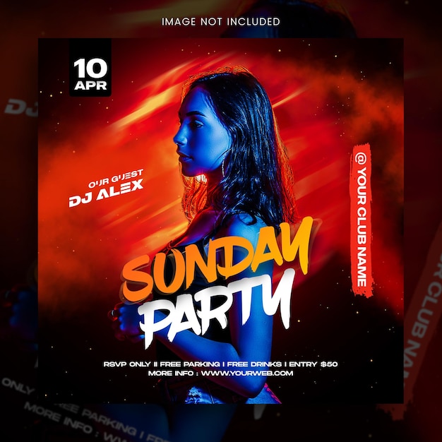 PSD psd dj club night party flyer and social media post template