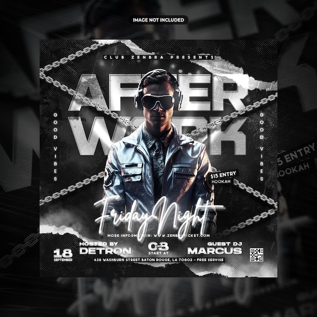 PSD psd dj night club party flyer and social media banner template