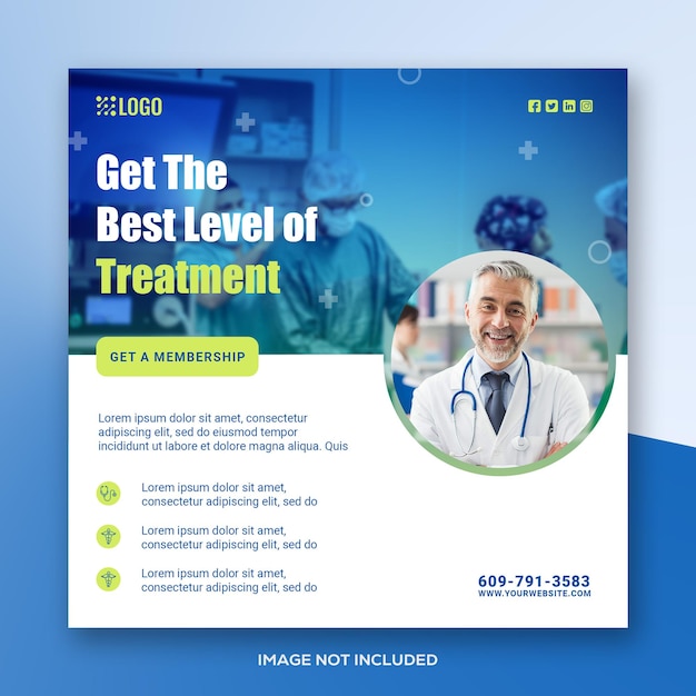 PSD psd doctor nurse hospital square banner with photo and social media banner or post