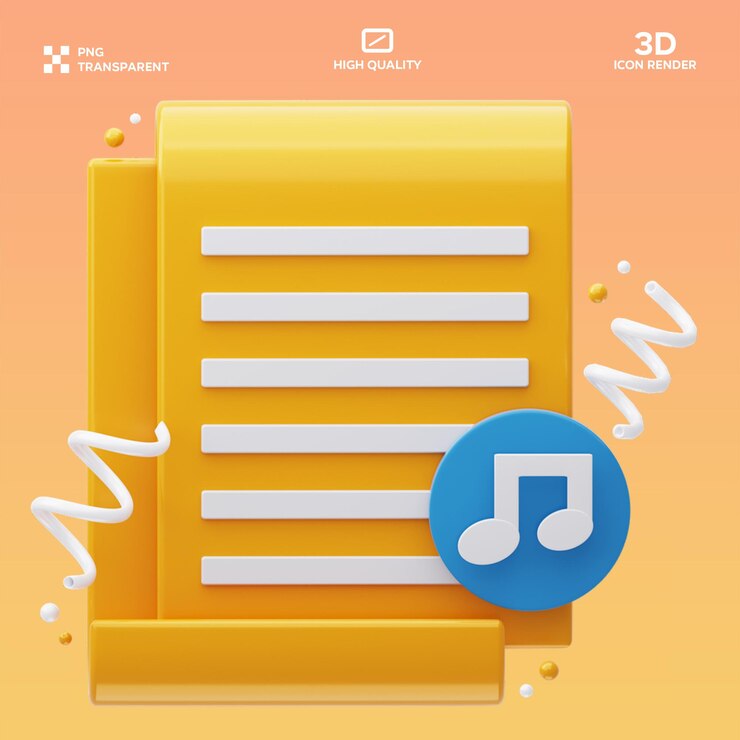 PSD psd document music 3d illustration