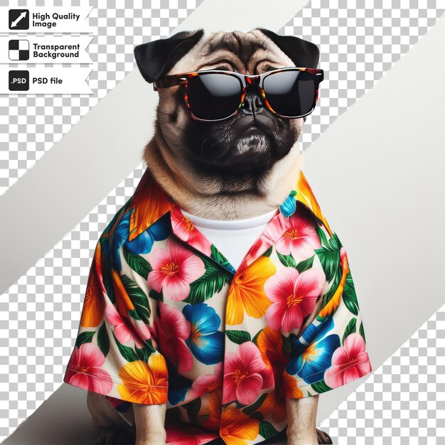 PSD cane psd che indossa occhiali da sole con un'atmosfera tropicale su uno sfondo trasparente