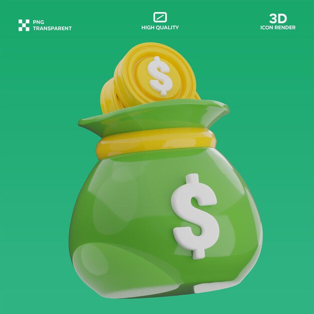 psd dollar sack 3d illustration
