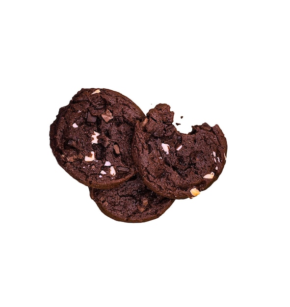 PSD Domowe ciastka czekoladowe ugryzione z okruchami, przezroczyste tło