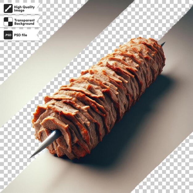 Psd doner kebab shawarma meat for restaurants on transparent background with editable mask layer