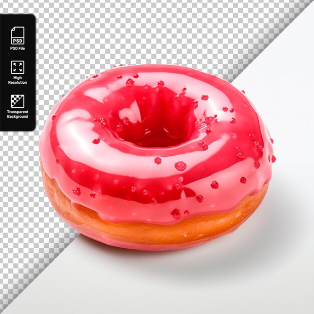 PSD psd donut covered with red glaze isolated on transparent background