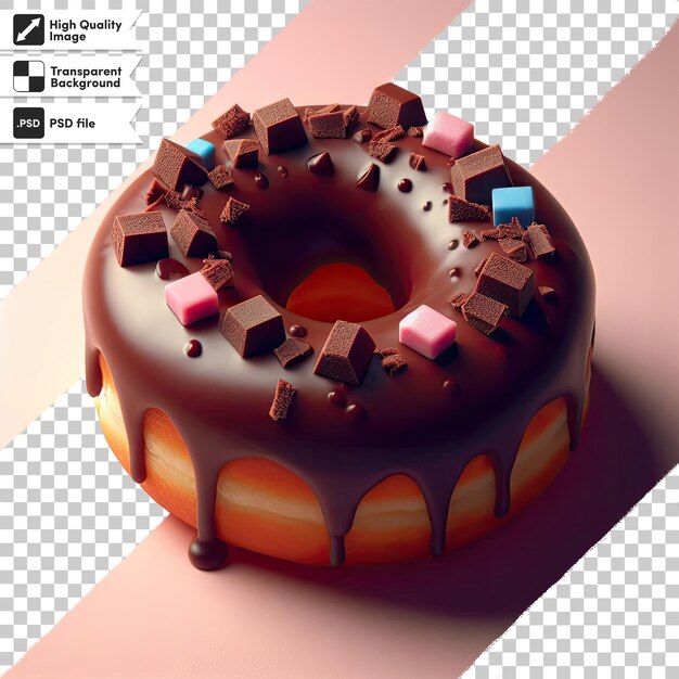Psd donut with sprinkles on transparent background