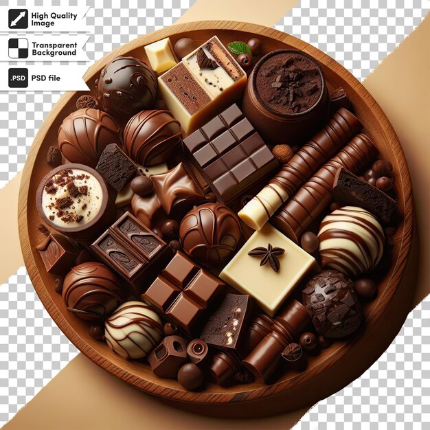 PSD psd-doos met chocolade op transparante achtergrond
