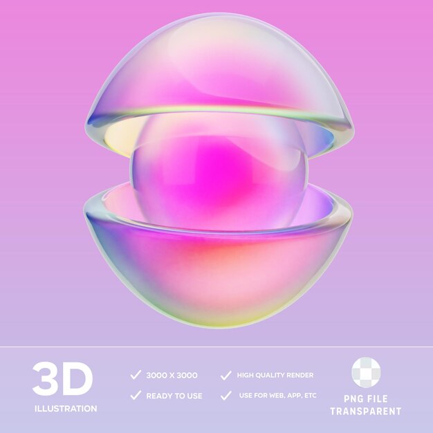 구형 3D 일러스트레이션과 함께 PSD 이중 모자