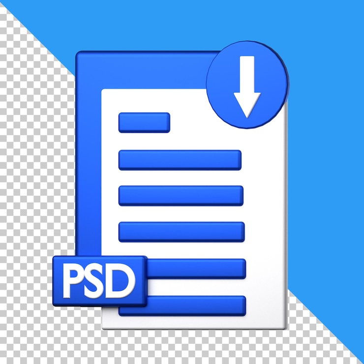 PSD psd download file icon isolated on the transparent background
