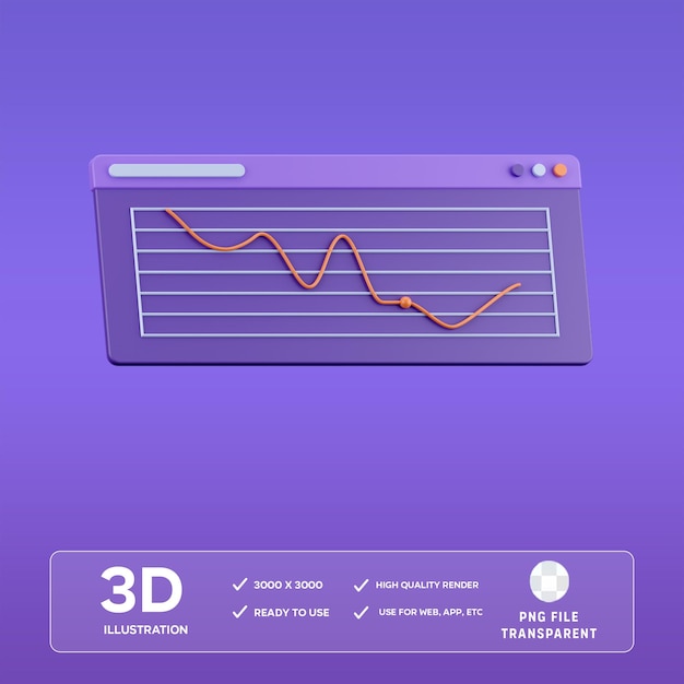 PSD downward chart 3D Illustration