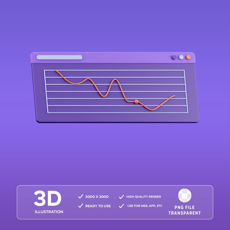 PSD psd downward chart 3d illustration