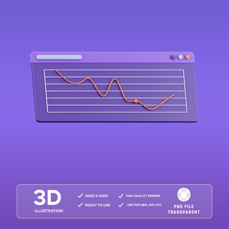 PSD psd downward chart 3d illustration